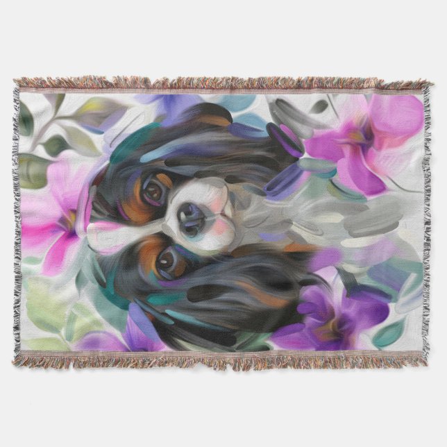 Tricolor Cavalier Art Throw blanket (Front)