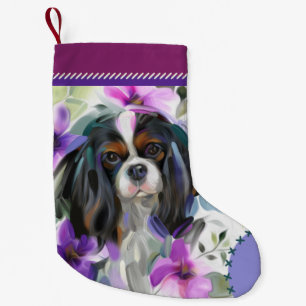 Tricolor Cavalier Christmas Stocking purple