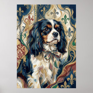 Tricolor Cavalier Fleur de Lis Portrait Poster
