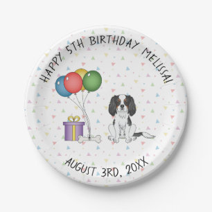 Tricolor Cavalier King Charles Spaniel - Birthday Paper Plate
