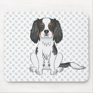 Tricolor Cavalier King Charles Spaniel Dog & Paws Mouse Mat