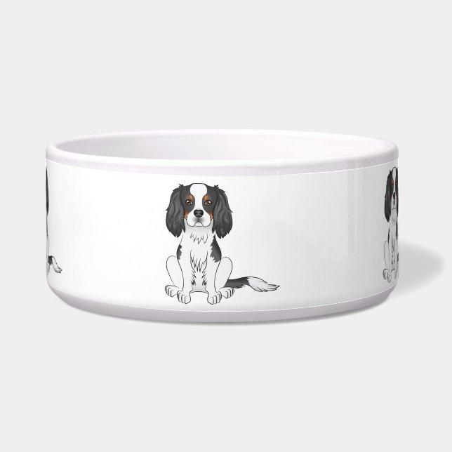 Tricolor Cavalier King Charles Spaniel Dog Sitting (Front)