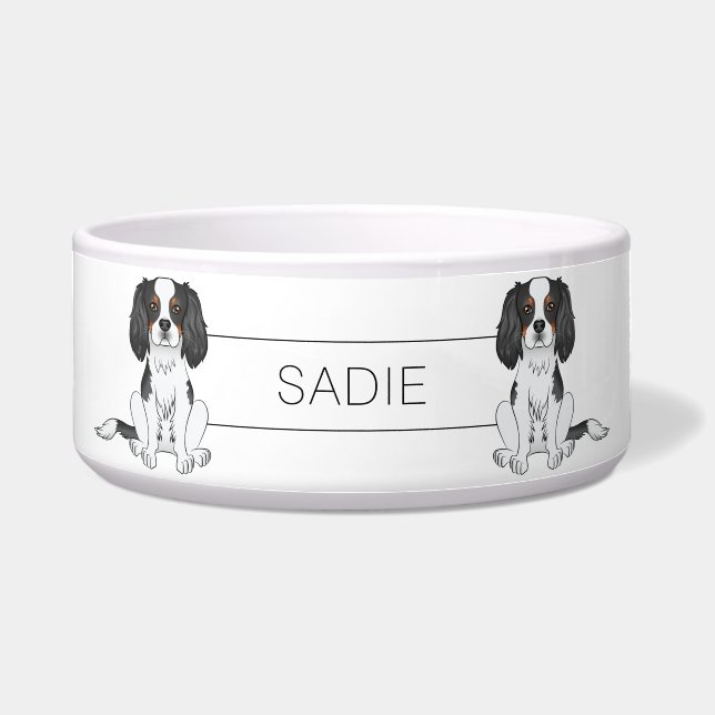 Tricolor Cavalier King Charles Spaniel Dogs & Name (Front)