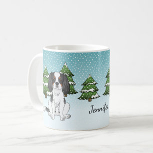 Tricolor Cavalier King Charles Spaniel In Winter Coffee Mug