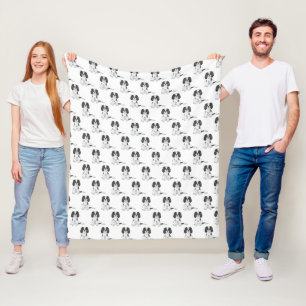 Tricolor Cavalier King Charles Spaniel Pattern  Fleece Blanket
