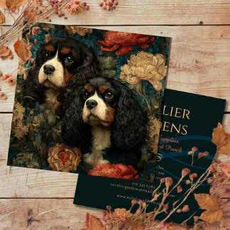 Tricolor Cavalier King Charles Spaniels CKCS Dogs Square Business Card