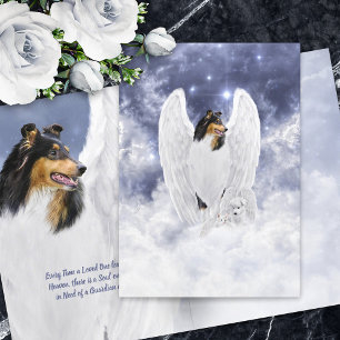 Tricolor Collie Angel & Cherub - Pet Loss Sympathy Card