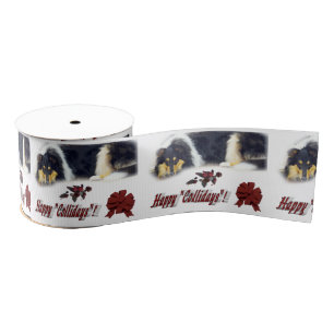 Tricolor Collie Christmas Grosgrain Ribbon