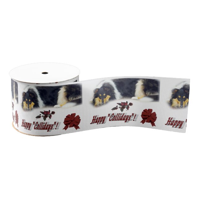 Tricolor Collie Christmas Grosgrain Ribbon (Spool)