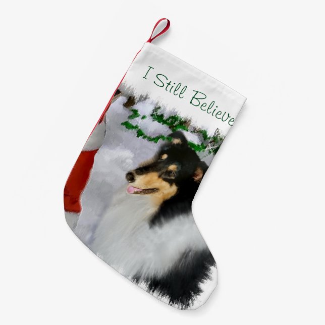 Tricolor Collie  Christmas Small Christmas Stocking (Front (Hanging))
