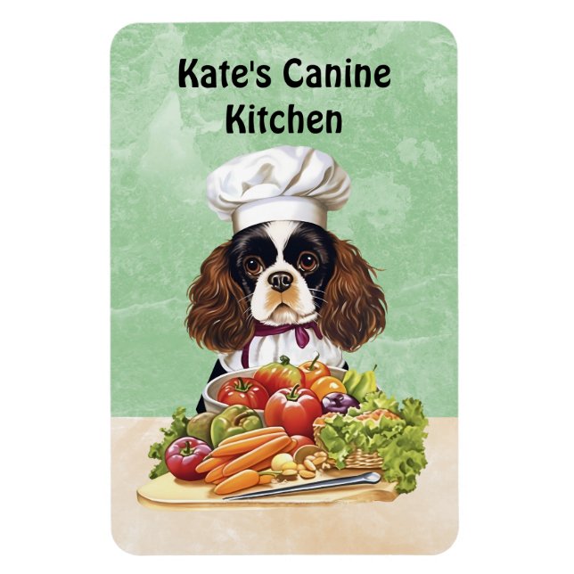 Tricolor Cooking Chef Cavalier Charles Spaniel  Magnet (Vertical)