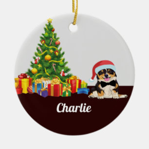 Tricolor Corgi ,christmas tree with name 2022 Ceramic Tree Decoration