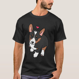 Tricolor Corgi Puppy Dog Cute Corgi Corgi Drawing  T-Shirt