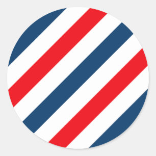 Tricolor Diagonal Stripes(blue, white, and red) Classic Round Sticker