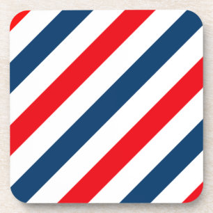 Tricolor Diagonal Stripes(blue, white, and red) Coaster