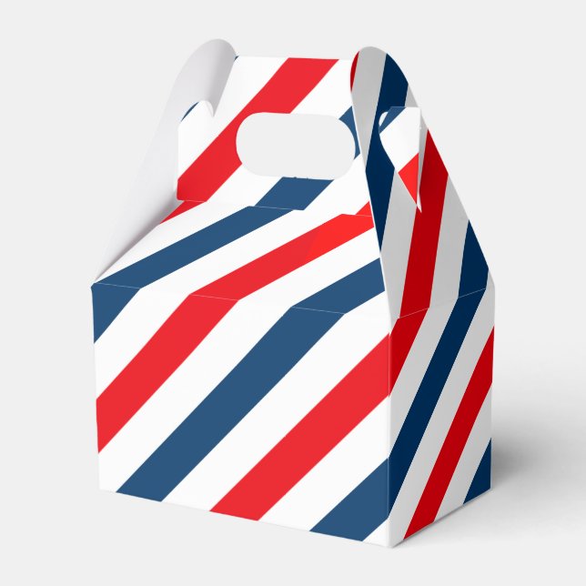 Tricolor Diagonal Stripes(blue, white, and red) Favour Box (Front Side)