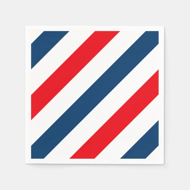 Tricolor Diagonal Stripes(blue, white, and red) Napkin (Front)