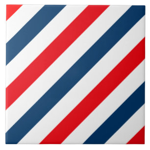Tricolor Diagonal Stripes(blue, white, and red) Tile