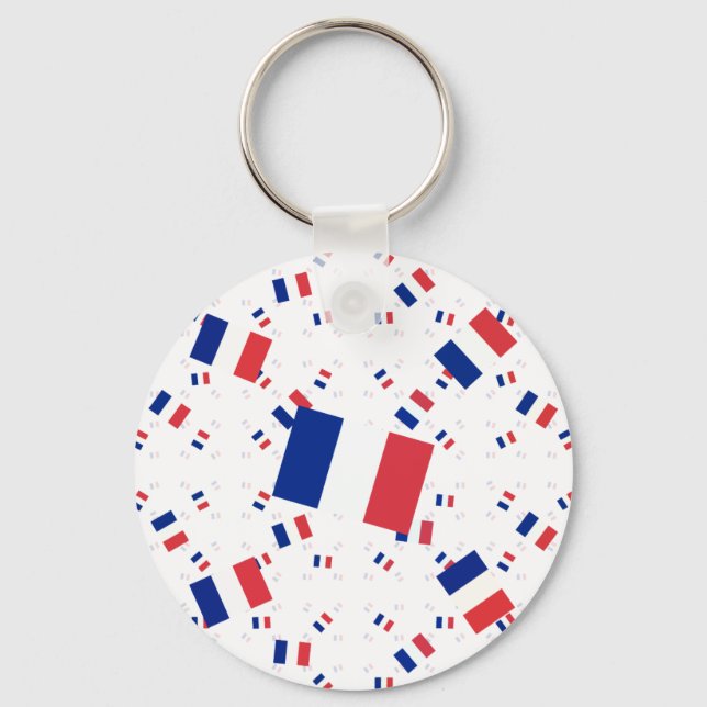 Tricolor France Flag in Multiple Layers Askew Key Ring (Front)