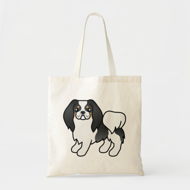 Tricolor Japanese Chin Cute Cartoon Dog Tote Bag (Front)