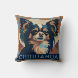 Tricolor Long Haired Chihuahua Cushion