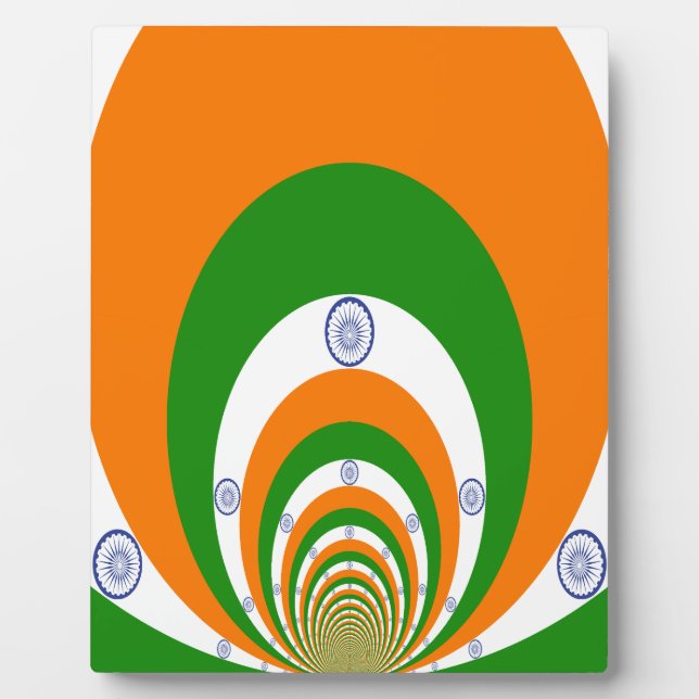 Tricolor of  a very deep saffron, white GREEN Plaque (Front)