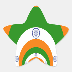 Tricolor of  a very deep saffron, white GREEN Star Sticker