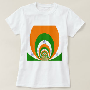 Tricolor of  a very deep saffron, white GREEN T-Shirt