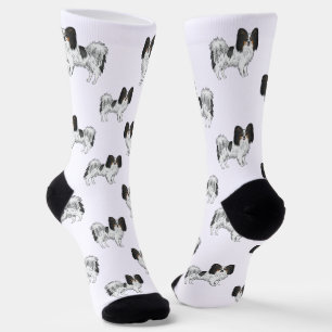 Tricolor Papillon Cute Cartoon Dogs Pattern Socks