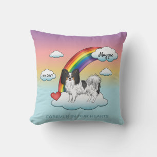 Tricolor Papillon Cute Dog Rainbow Memorial Cushion