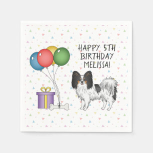 Tricolor Papillon Cute Toy Breed Dog - Birthday Napkin