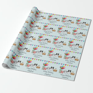 Tricolor Papillon Happy Dog Colourful Birthday Wrapping Paper