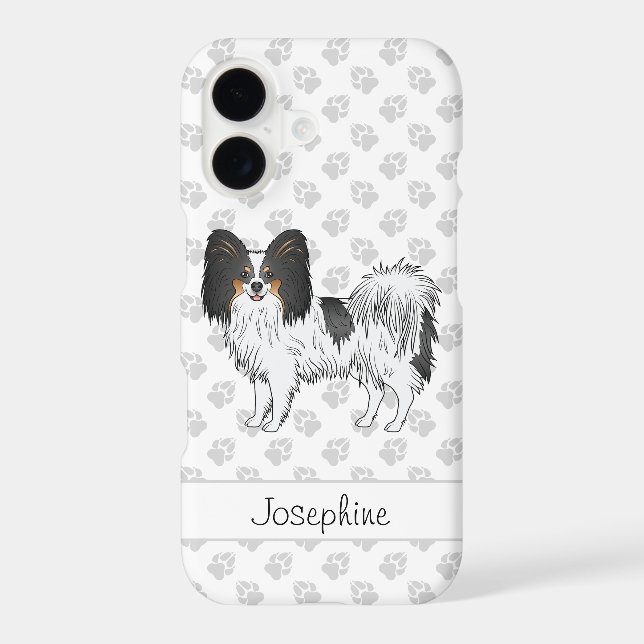 Tricolor Papillon With Paws And Custom Name (Back)