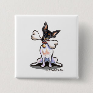 Tricolor Rat Terrier Big Bone 15 Cm Square Badge