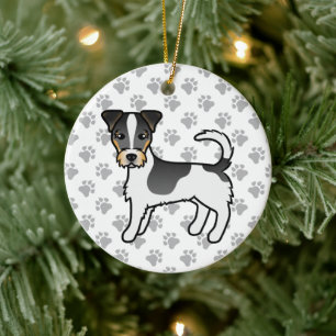 Tricolor Rough Coat Jack Russell Terrier Dog Ceramic Tree Decoration