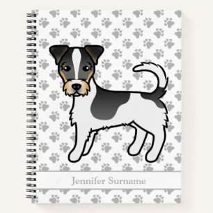 Tricolor Rough Coat Jack Russell Terrier & Name Notebook