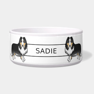 Tricolor Rough Collie Cute Cartoon Dogs & Name