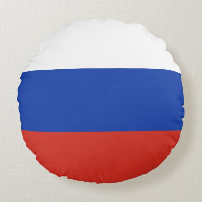 Tricolor Russia flag Round Cushion (Front)