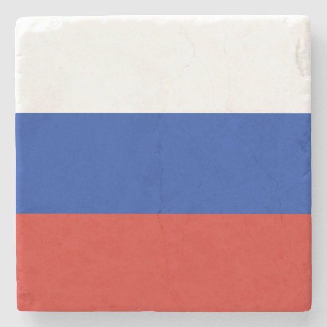 Tricolor Russia flag Stone Coaster (Front)