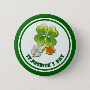 Tricolor Shamrocks St. Patrick's Day  6 Cm Round Badge