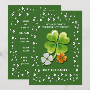 Tricolor Shamrocks St. Patrick's Day Party Invitation