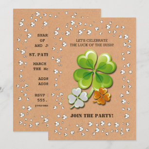 Tricolor Shamrocks St. Patrick's Day Party Invitation