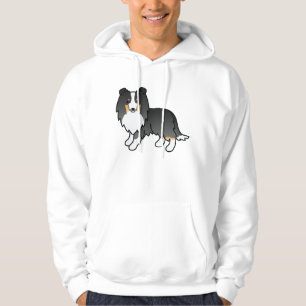 Tricolor Shetland Sheepdog Sheltie Cartoon Dog Hoodie
