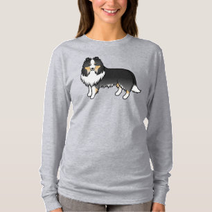 Tricolor Shetland Sheepdog Sheltie Cartoon Dog T-Shirt