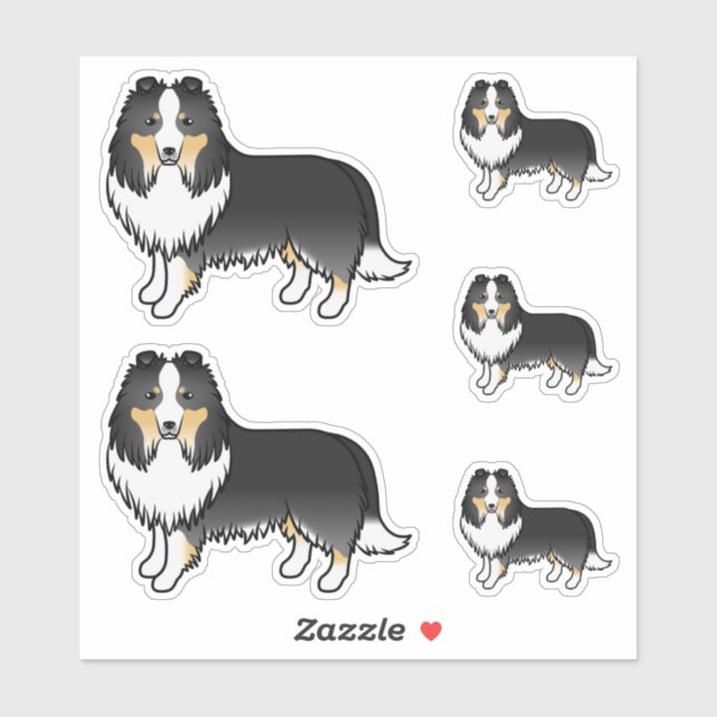 Tricolor Shetland Sheepdog Sheltie Cartoon Dogs (Sheet)