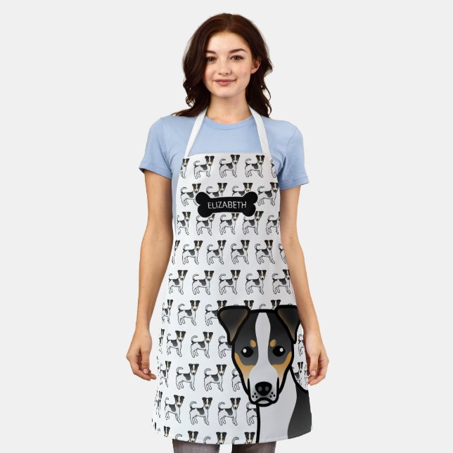 Tricolor Smooth Coat Jack Russell Terrier & Name Apron (Worn)