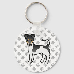 Tricolor Smooth Fox Terrier Cute Cartoon Dog Key Ring