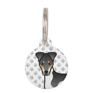 Tricolor Smooth Fox Terrier Cute Dog Head Pet Tag
