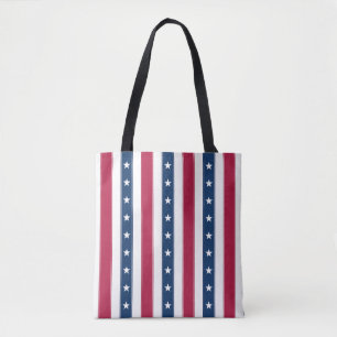 Tricolor Stars and Vertical Stripes Tote Bag