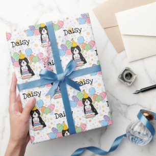 Tricolor Tibetan Terrier Dog Birthday Wrapping Paper